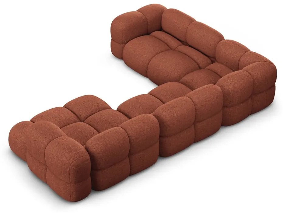 Ъглов диван в тухлен цвят (ляв ъгъл/U форма) Loretto – Cosmopolitan Design