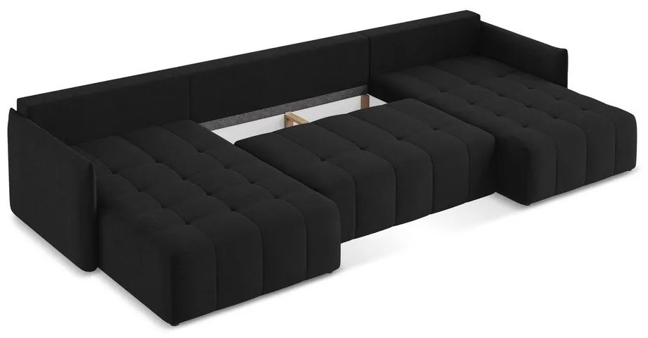 Черен разтегателен ъглов диван с място за съхранение (U форма) Moku – Makamii