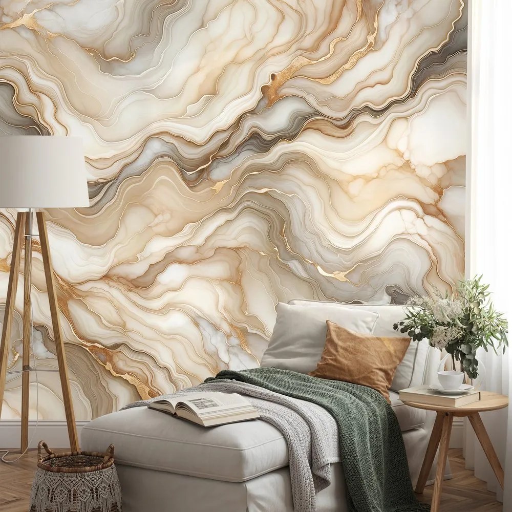 Самозалепващ тапет – Мраморна елегантност в златни тонове