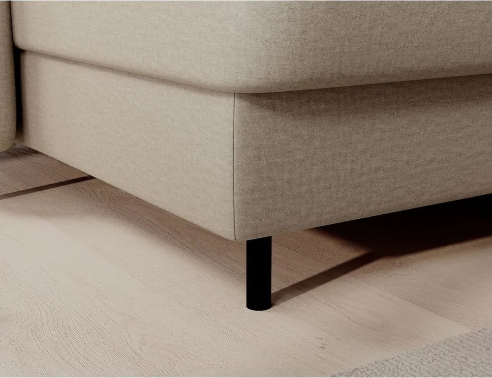 Бежов кадифен разтегателен ъглов диван с място за съхранение (десен ъгъл U форма) Berrto – ELTAP