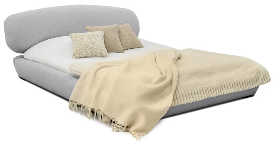 Сиво тапицирано двойно легло с включена подматрачна рамка 180x200 cm Odette – Scandic