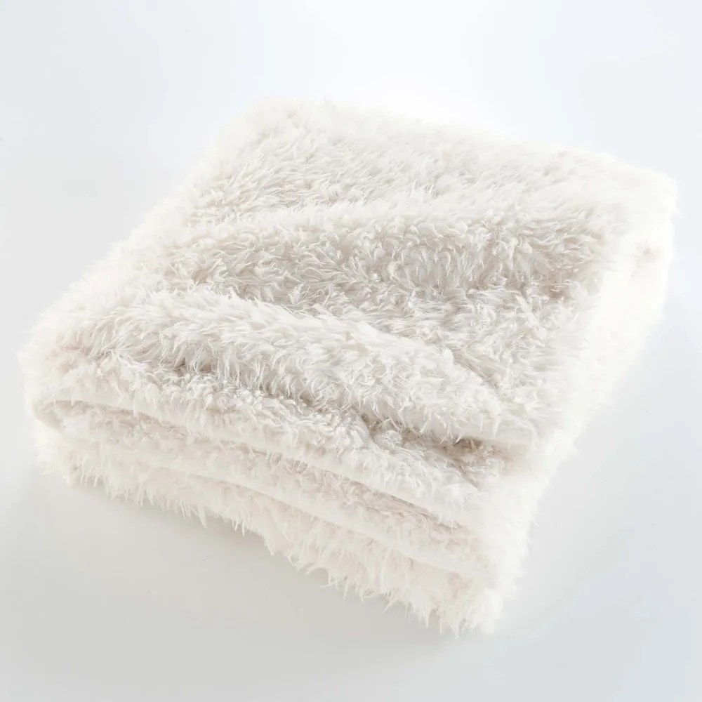 Кремаво одеяло от изкуствена кожа 220x240 cm Mouton – douceur d'intérieur