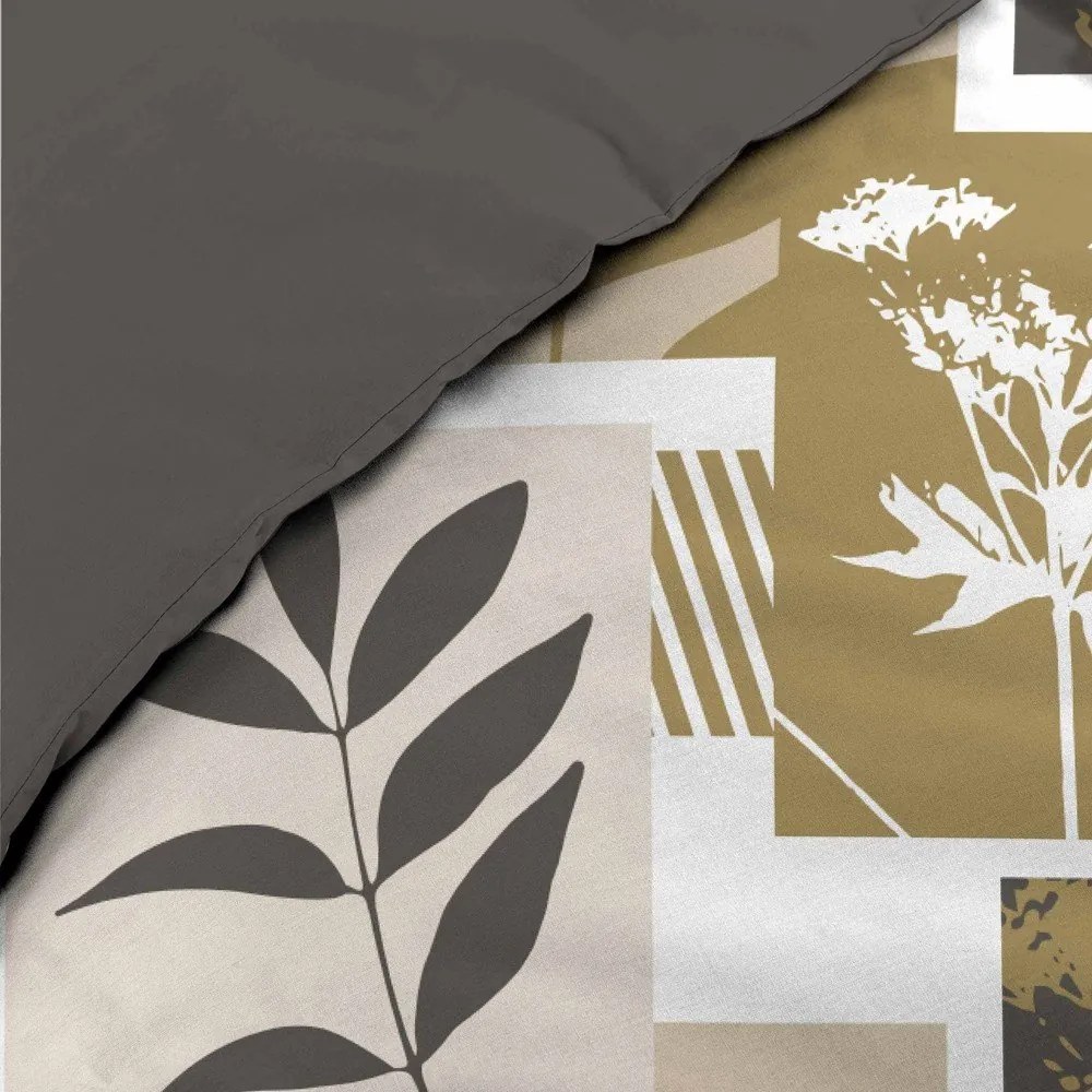 Бяло/кафяво двойно удължено памучно спално бельо 240x220 cm Utopia – douceur d'intérieur