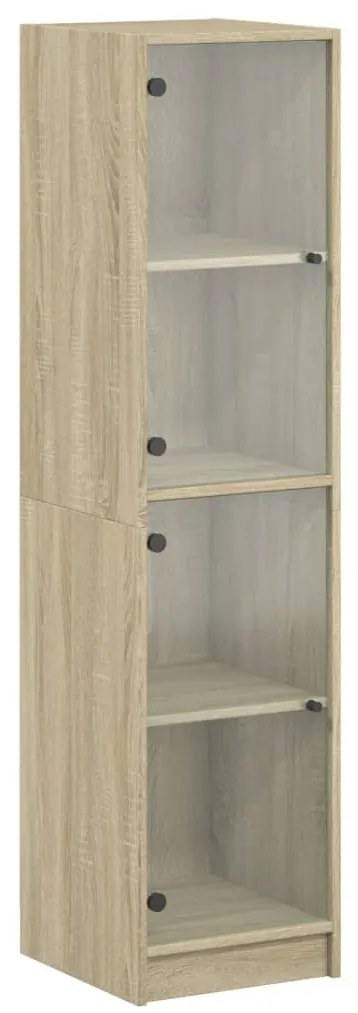 836436 vidaXL Висок шкаф със стъклена врати, сонома дъб, 35x37x142 см