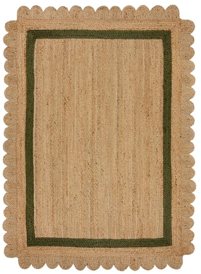 Ръчно изработен ютен килим в тъмнозелен и естествен цвят 200x290 cm Grace Green – Flair Rugs