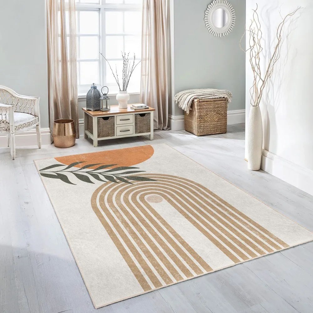 Кремава пътека подходяща за пране 80x200 cm Dot Arch – Mila Home