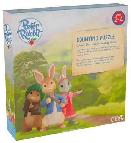 Дървен Пъзел Peter Rabbit, числа и броене