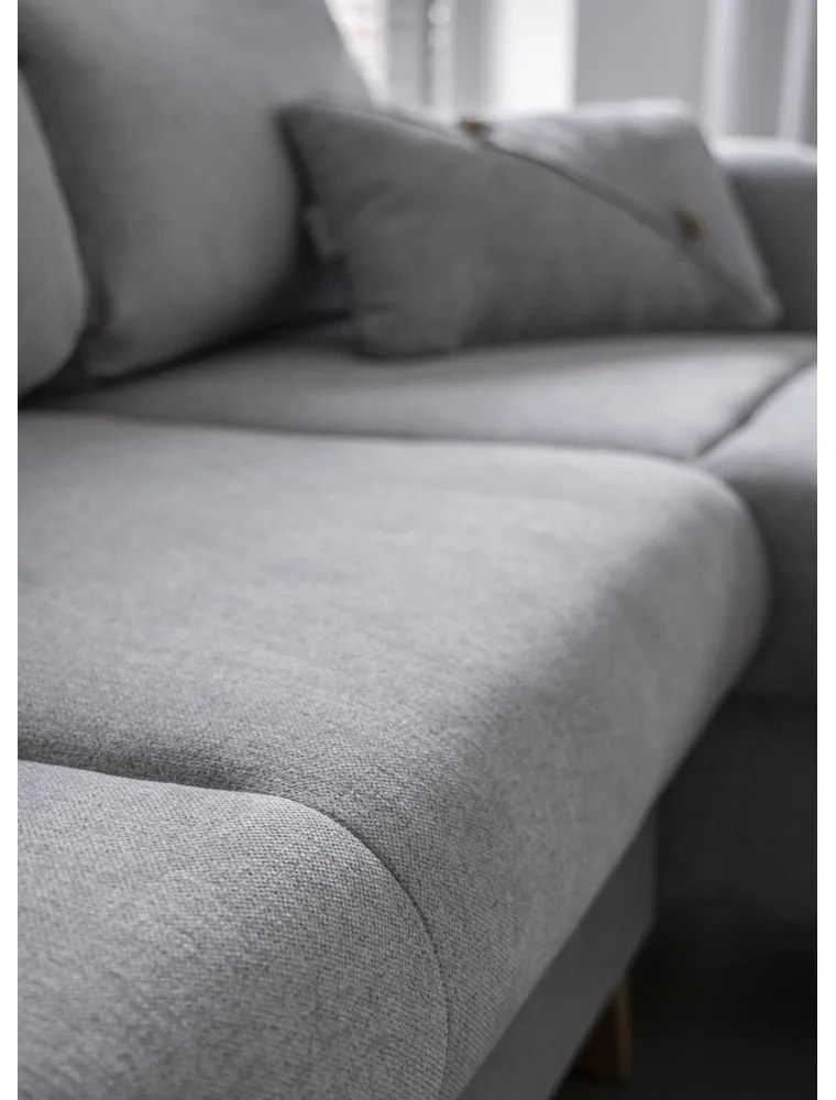 Светлосив ъглов разтегателен диван, десен ъгъл Scandic Lagom - Miuform