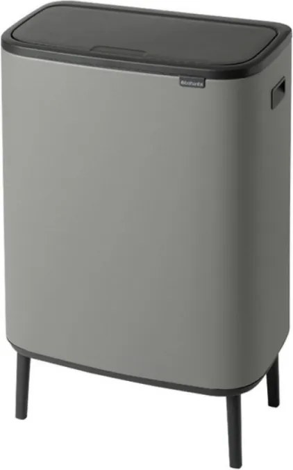 Кош за боклук Brabantia Bo Touch Hi 1001266, 2x30 л, Плътно прилепване към стена, Реглаж на краката, Минерално покритие, Сив