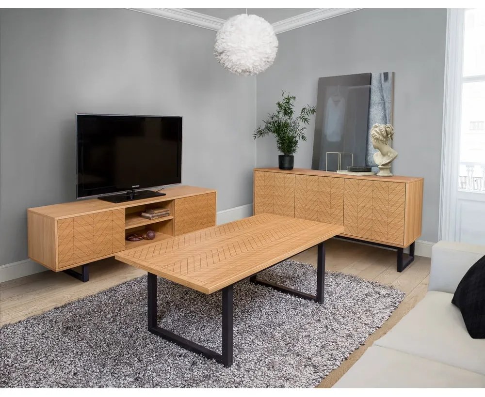 Комод с чекмеджета от дъб Camden Herringbone, 175 x 75 cm Mora - Woodman