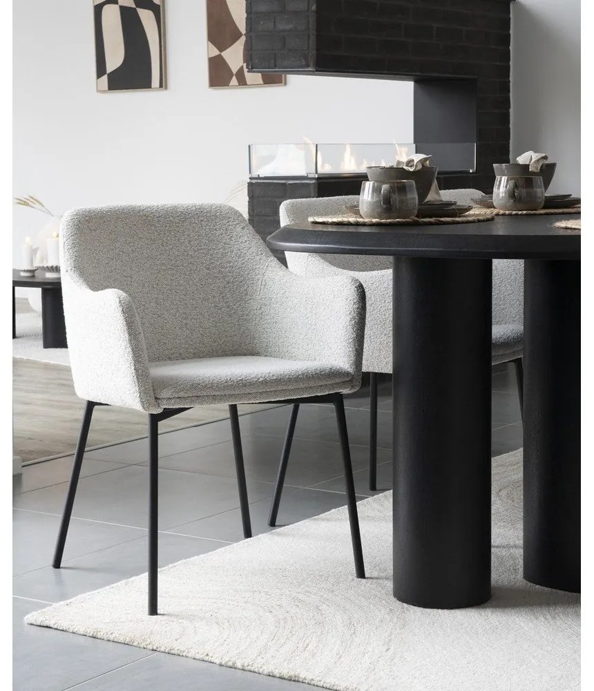 Бял тапициран трапезен стол с подлакътници Melilla – House Nordic