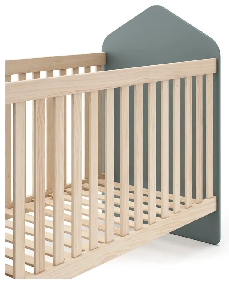 Детско креватче 60x120 cm от декор от бор в естествен цвят/сиво-зелено Estefania – Marckeric