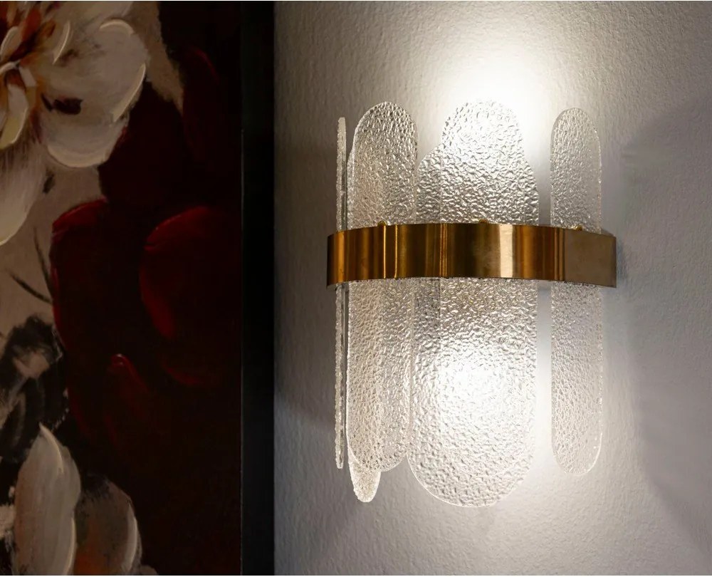 Стъклена стенна лампа в златист цвят Gris – Mauro Ferretti