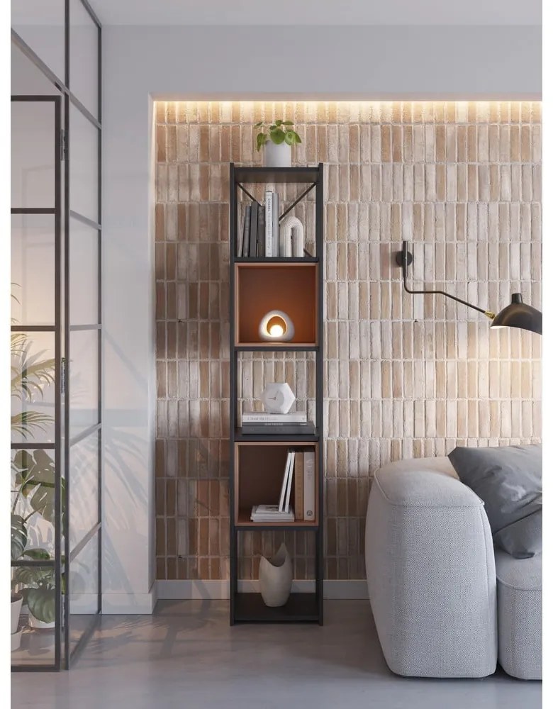 Библиотека в черен и тухлен цвят 36x179 cm Anya – Marckeric