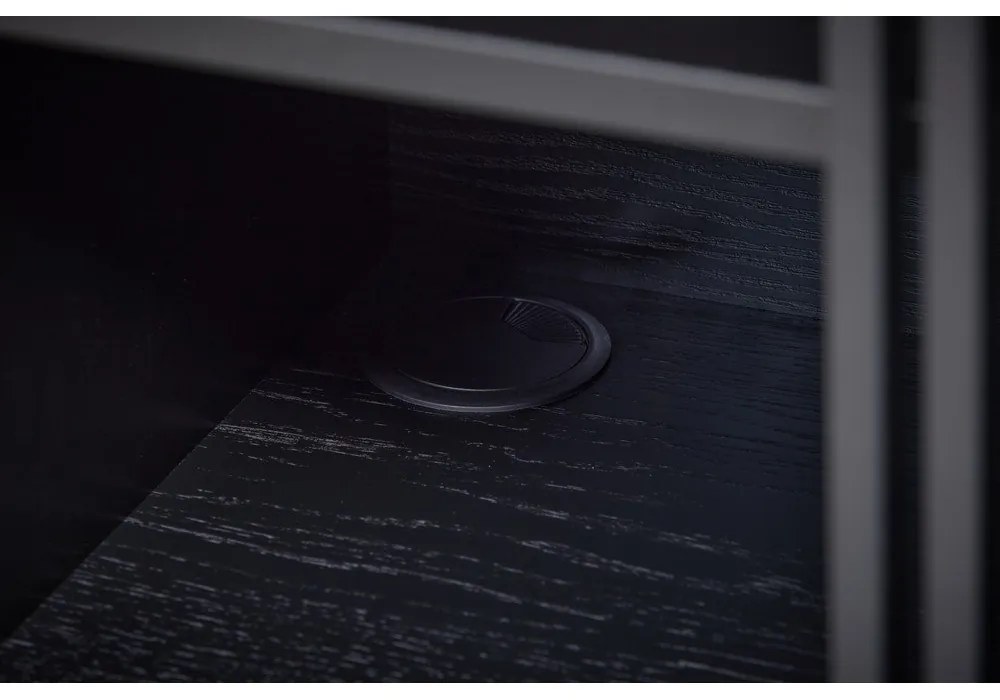 Нисък скрин от дъб в черен цвят 188x75 cm Ende - Woodman