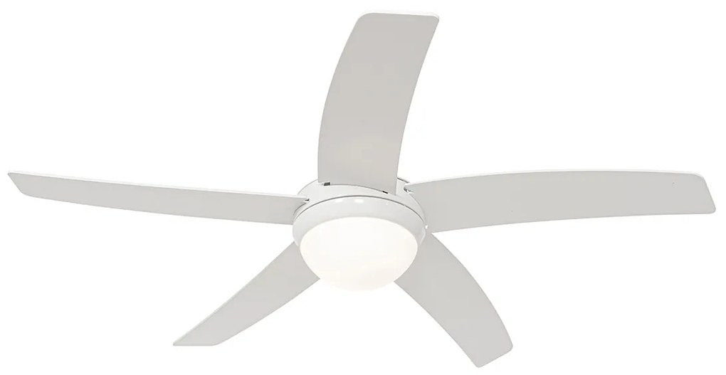 Умен вентилатор за таван бял с дървесен принт 132 см вкл. LED димируем с дистанционно управление - Cool