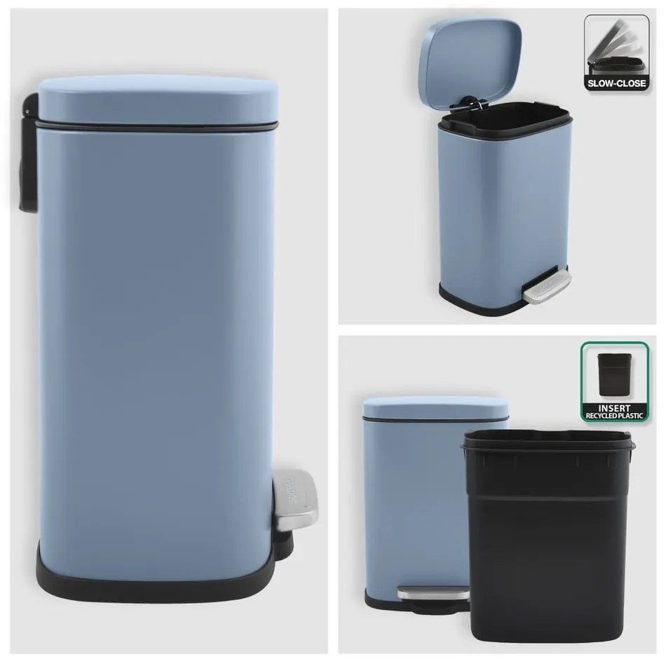 Светлосиньо стоманено кошче за боклук с педал 5 l Akira – Spirella