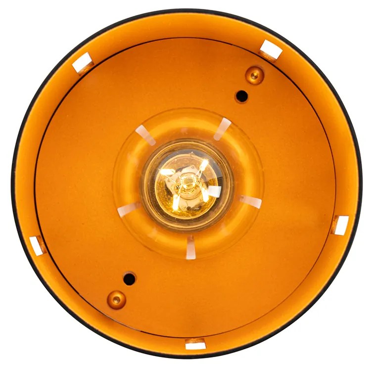 Дизайнерска таванна лампа черна със златен интериор - Yana