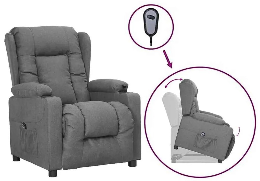 3093423 vidaXL Изправящ стол, светлосив, текстил