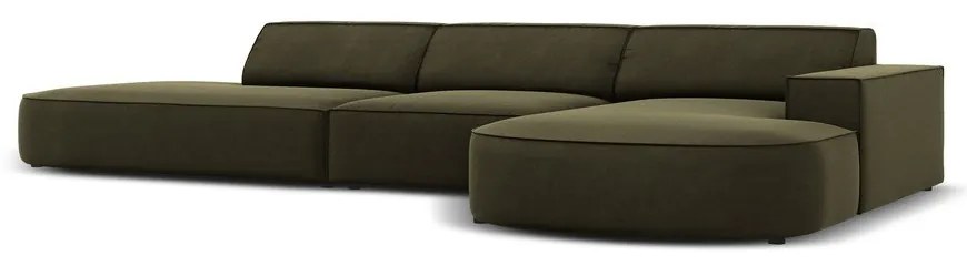Ъглов диван от зелено кадифе (десен ъгъл) Jodie - Micadoni Home