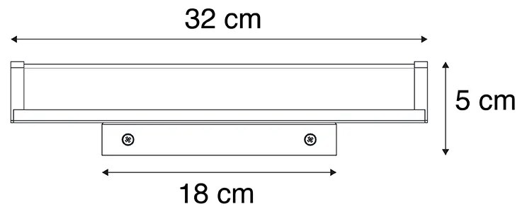 Модерна стенна лампа черна 32см с LED IP44 - Cascada