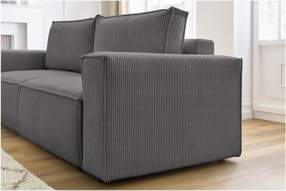 Тъмносив диван от велур 245 cm Nihad - Bobochic Paris