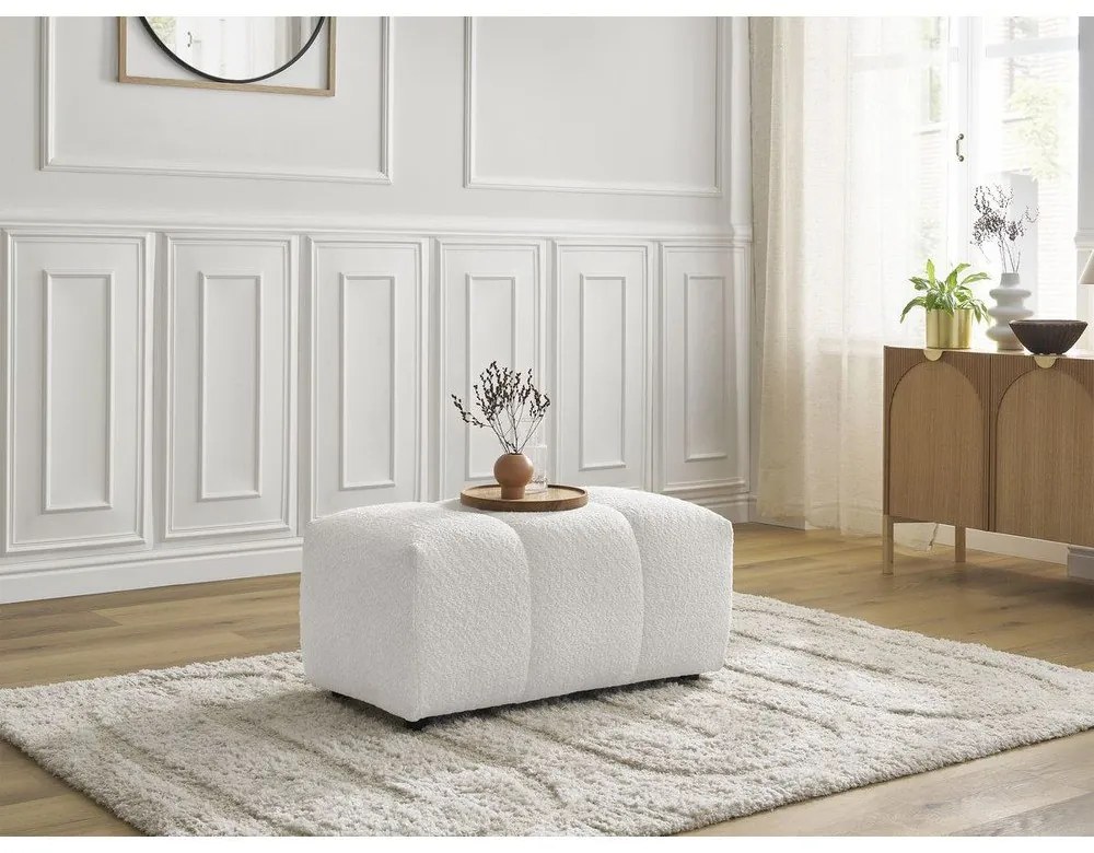 Бяла табуретка от прежда с примки от букле Roxelane – Bobochic Paris