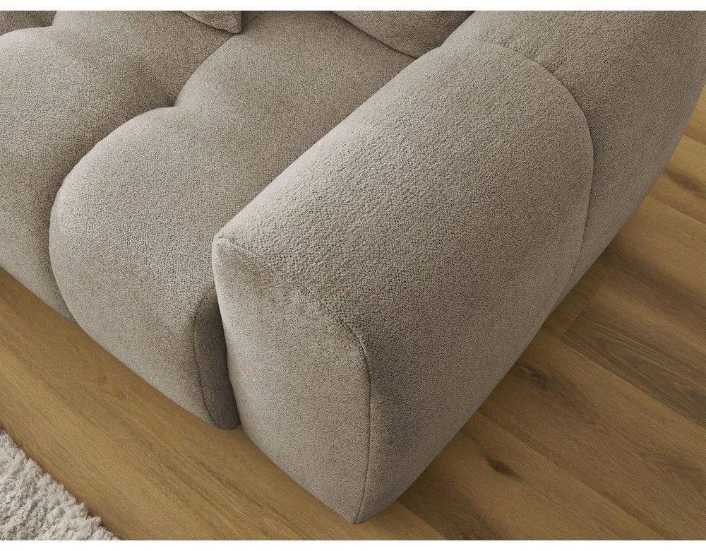 Бежов шенилов разтегателен ъглов диван с място за съхранение (ляв ъгъл) Roxelane – Bobochic Paris