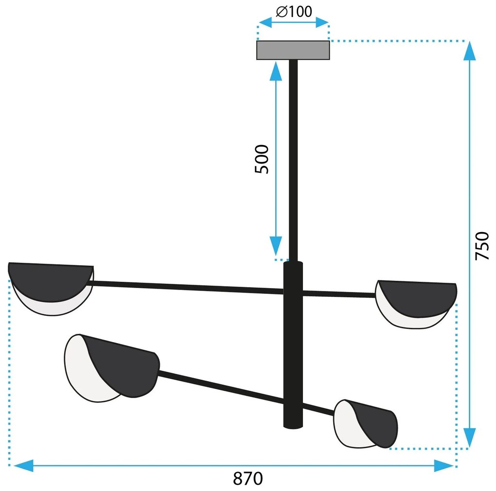 Плафон APP1260-4CP BLACK