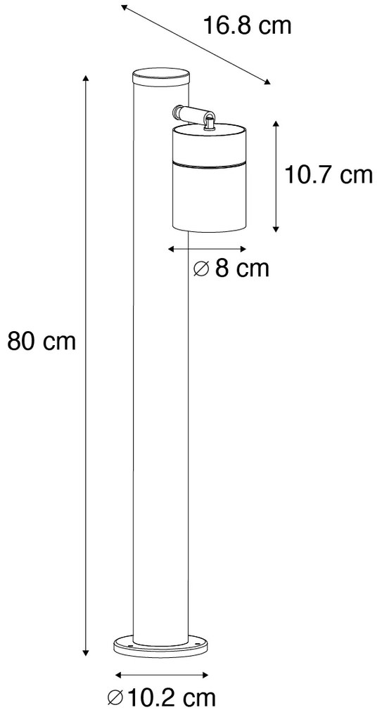 Свободностояща лампа за външен монтаж черна 80 cm AR70 Регулируема IP44 - Solo