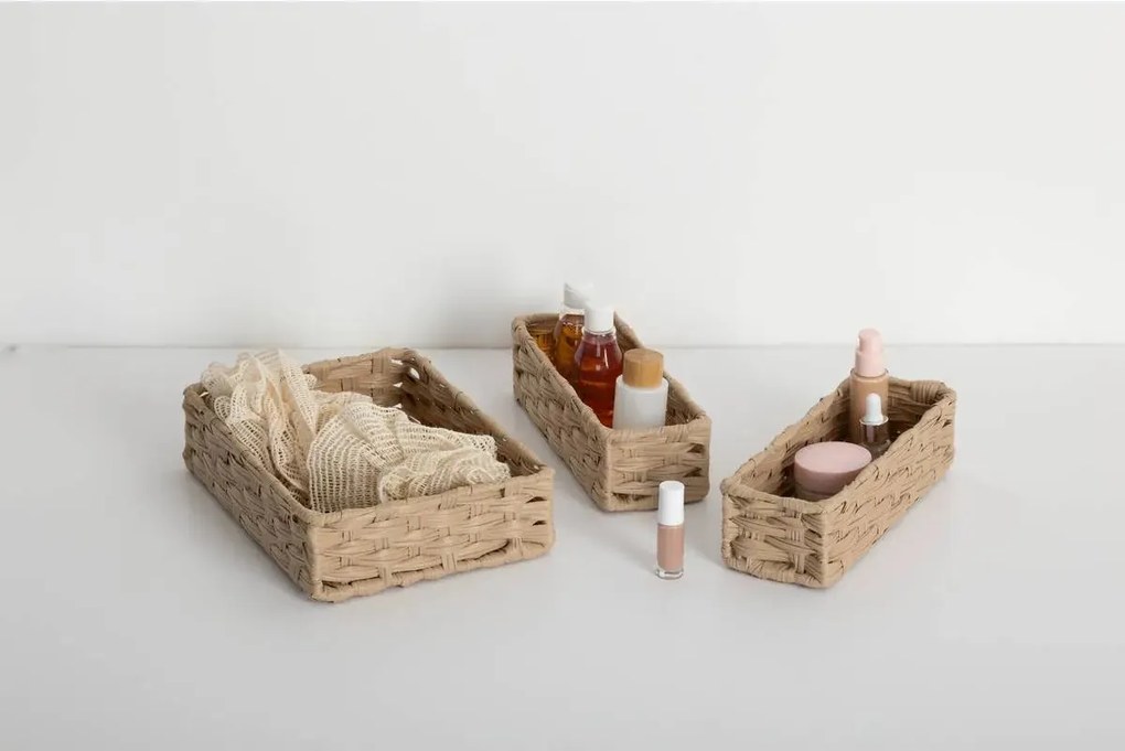 Комплект от 3 коша за съхранение 5five Tresse, PE, Ниски, Бежови