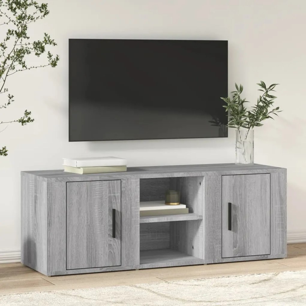 819434 vidaXL ТB шкаф, сив сонома, 100x31,5x35 см, инженерно дърво