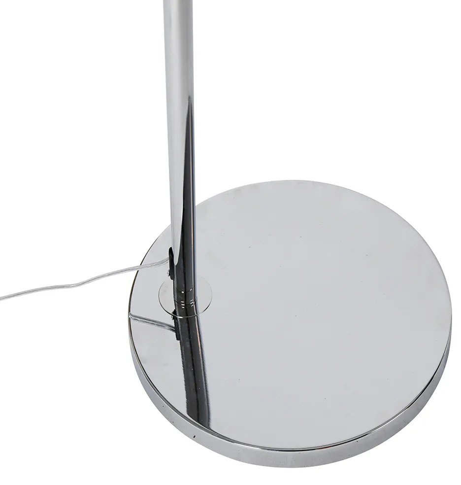 Модерна аркова лампа хром с бял абажур - Arc Basic