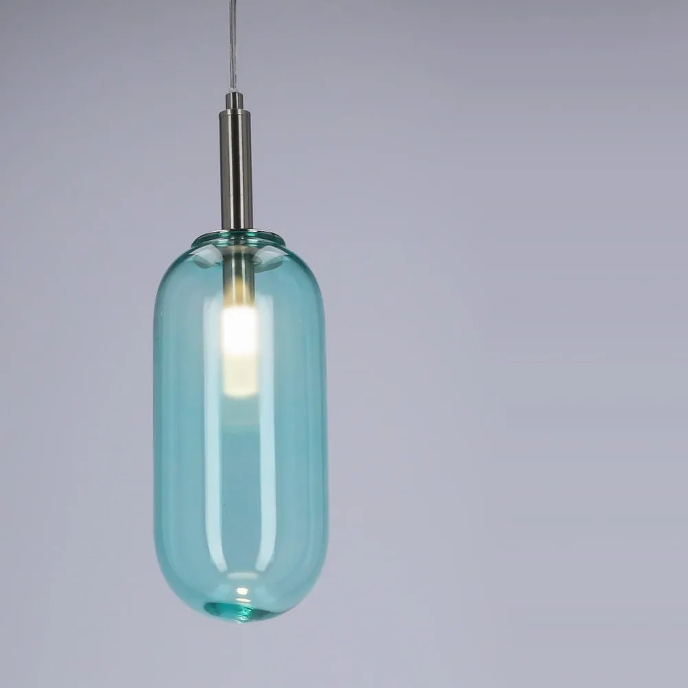 Синьо LED висящо осветително тяло със стъклен абажур ø 13 cm Fiuggi – Candellux Lighting