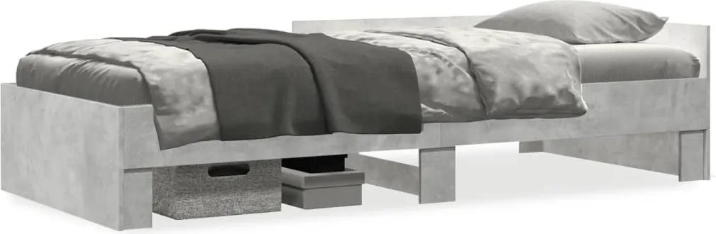 849582 vidaXL Рамка за легло, бетонно сиво, 90x200 см, инженерно дърво