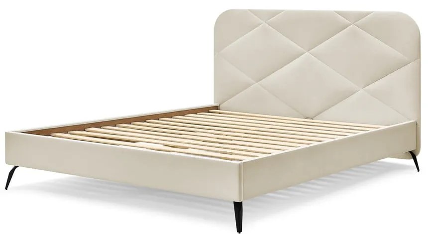 Бежово тапицирано двойно легло с включена подматрачна рамка 140x190 cm Prune – Bobochic Paris