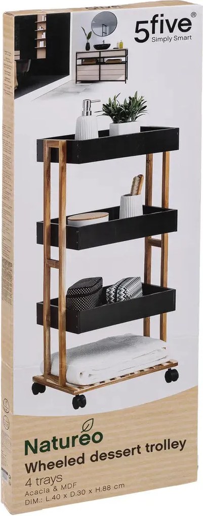 Етажерка на колела 5five Natureo, 4 нива - Бял