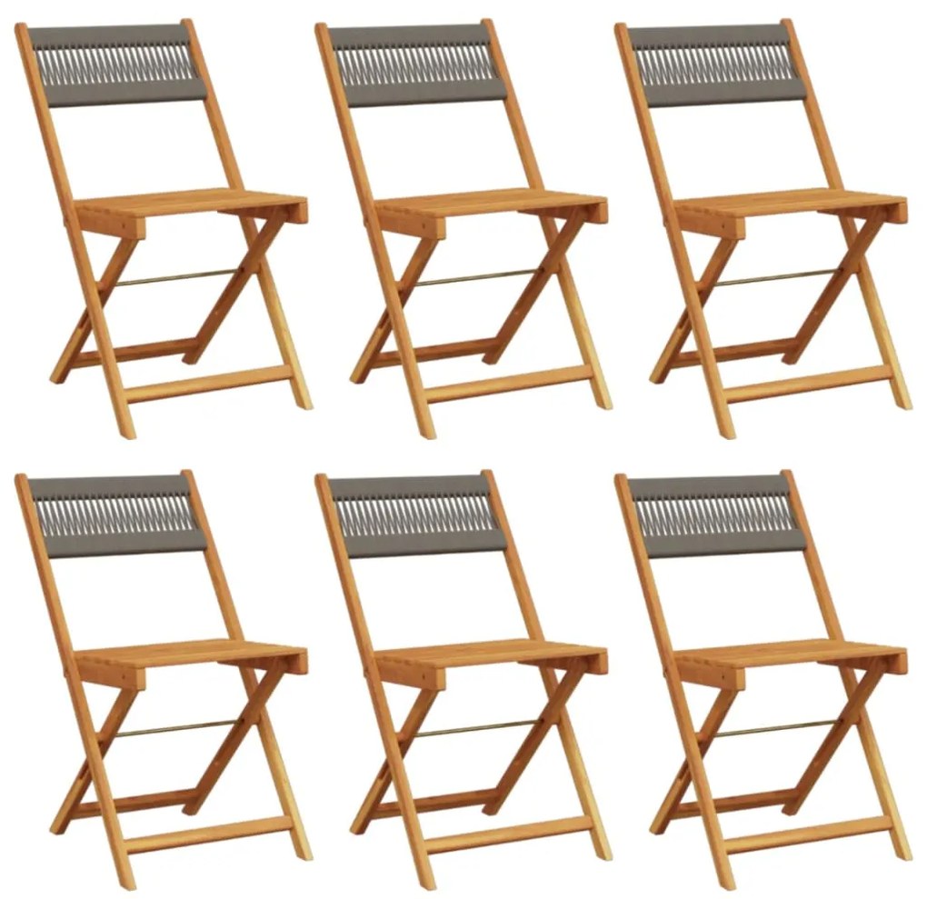 3214605 vidaXL Сгъваеми градински столове, 6 бр, сиви, акация масив