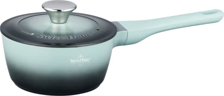 Касерола с капак Swiss Haus SH-ZSP16G, 16х8 см, 1.3 л, Sapphire-керамично покритие, Индукция, Тюркоаз