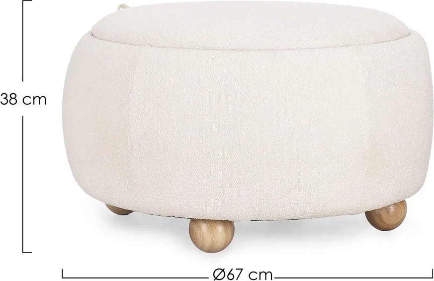 Кремава табуретка от прежда с примки от букле Irisha – Bizzotto