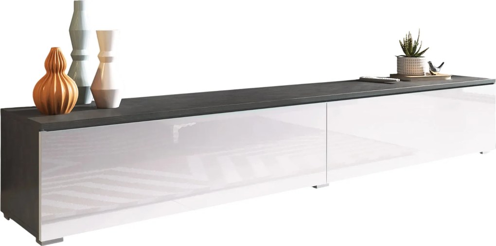 Тапицирано легло Lowboard D 180-Бяло - антрацит