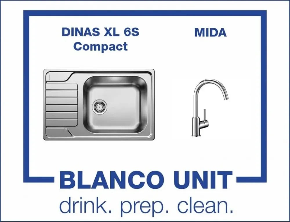 BLANCO DINAS XL 6S Compact и смесител BLANCO MIDA хром  Промо пакет мивка със смесител