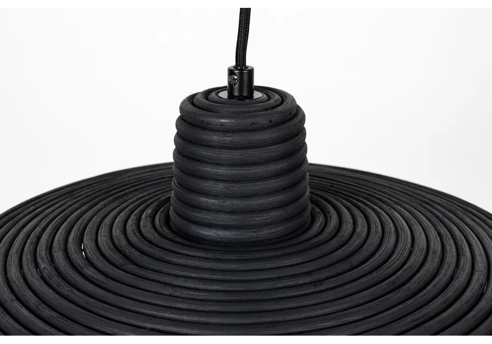 Черно затъмняващо се висящо осветително тяло с ратанов абажур ø 35 cm Balance – Zuiver
