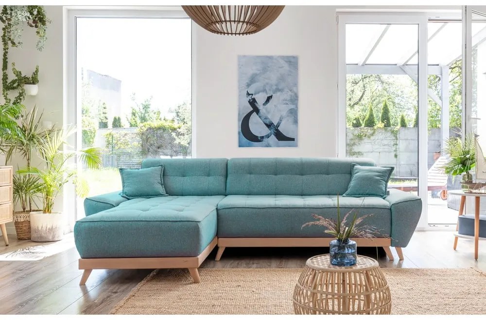 Тюркоаз разтегателен ъглов диван (променлив) Dazzling Daisy – Miuform