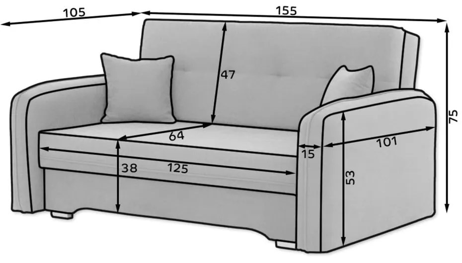 Зелен шенилов сгъваем/с място за съхранение диван 155 cm Laine – ELTAP