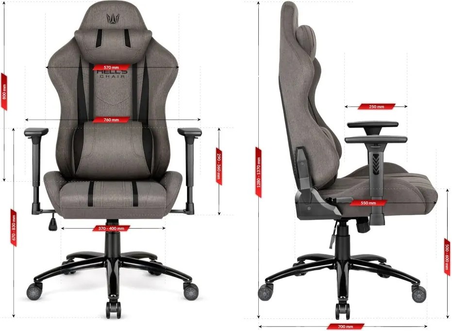 Ергономичен геймърски стол HC-1013 - сиво покритие от висококачествен плат