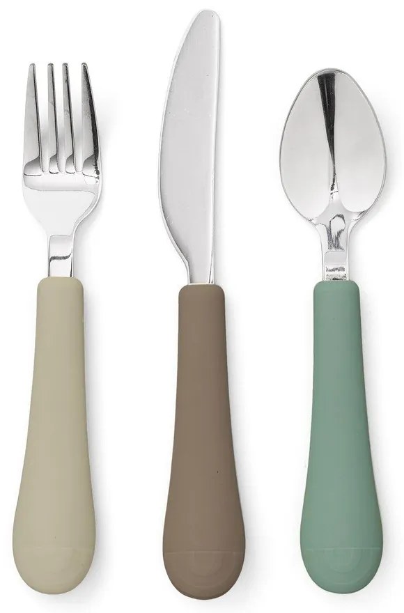 Кафяв/бежов детски прибори за хранене от силикон 3 бр. Olive Mix – Cam Cam Copenhagen