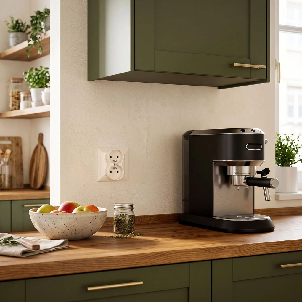 Двоен контакт със заземяване OSTE JNH002-G Beige