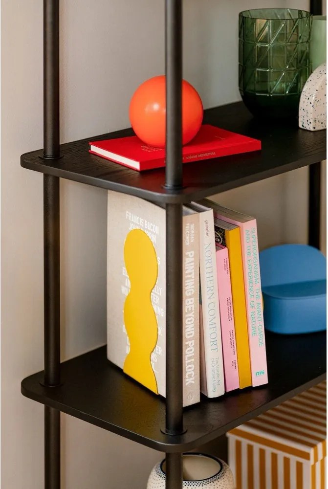 Черен стелаж от декор от дъб 80x163x35 cm Teidi – noo.ma