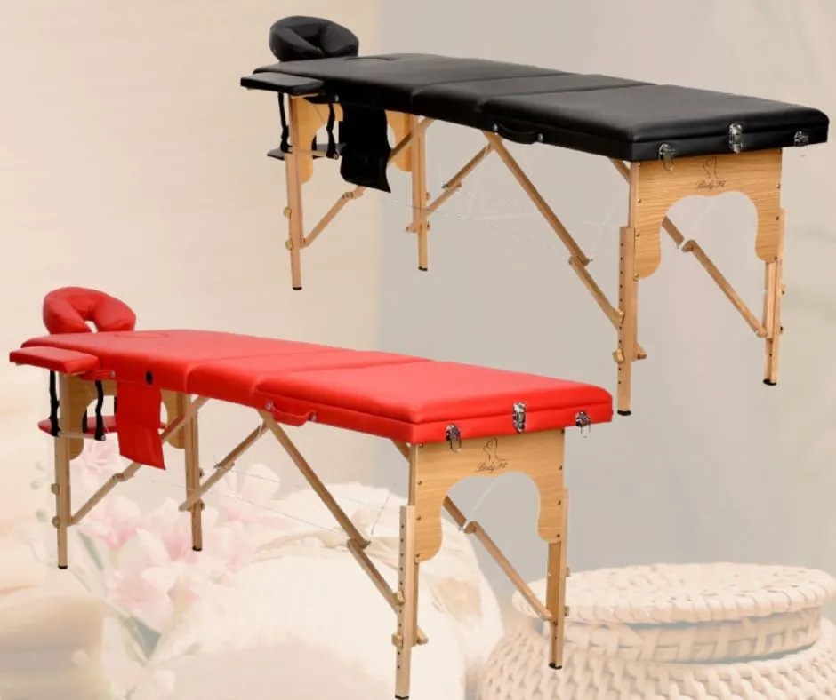 3-сегментна маса за масаж - дървена Бежово